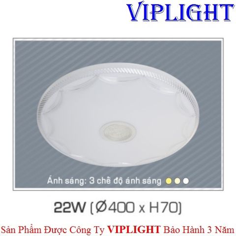  ĐÈN MÂM ỐP TRẦN LED 22W BA MÀU TRANG TRÍ 062 PHI Ø400 