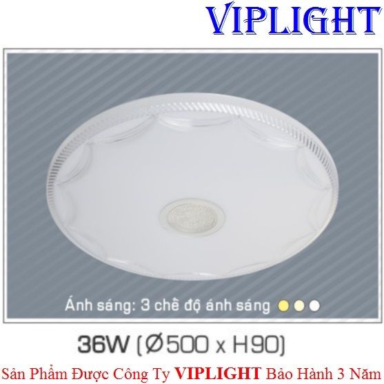 ĐÈN MÂM ỐP TRẦN LED 36W BA MÀU TRANG TRÍ 062 PHI Ø500