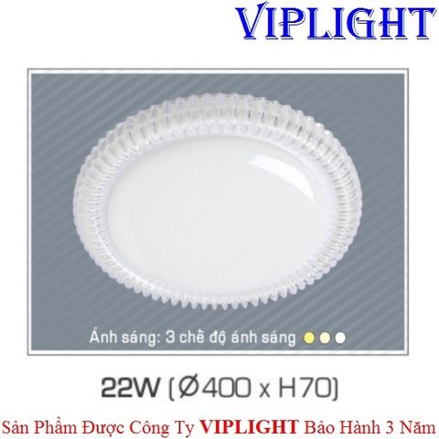  ĐÈN MÂM ỐP TRẦN TRANG TRÍ LED 22W 3 MÀU 060 PHI Ø400 