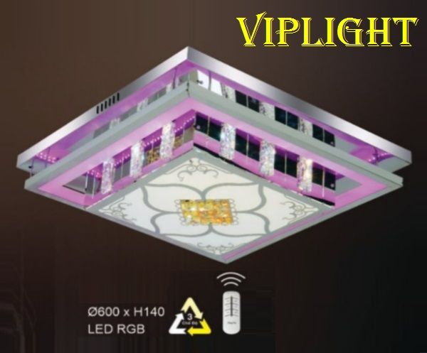 ĐÈN ỐP TRẦN ĐỔI MÀU TRANG TRÍ VLHFML1941 (VUÔNG PHI Ø600)