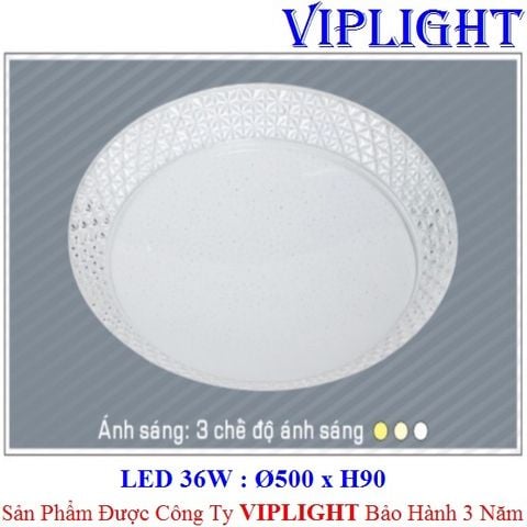  ĐÈN ỐP TRẦN TRANG TRÍ LED 3 MÀU 36W 056 PHI Ø500 