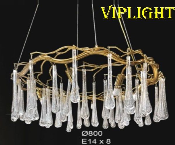 ĐÈN THẢ CHÙM PHA LÊ GIỌT NƯỚC TRANG TRÍ VL355TPL09 (PHI Ø800)