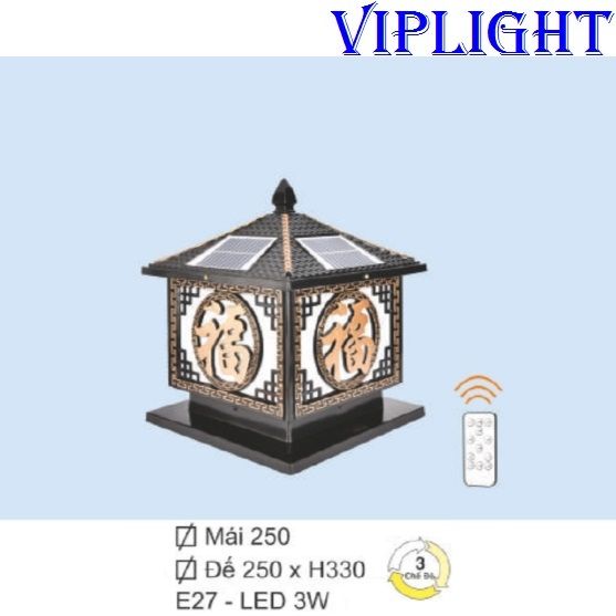 ĐÈN TRỤ CỔNG NĂNG LƯỢNG MẶT TRỜI LED 3W VLTNL20 E27
