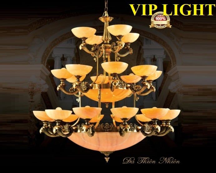 ĐÈN CHÙM ĐỒNG CHAO ĐÁ CẨM THẠCH TRANG TRÍ SẢNH PHÒNG KHÁCH, BIỆT THỰ HIỆN ĐẠI TÂN CỔ ĐIỂN VLCĐ 1129/12+8+4