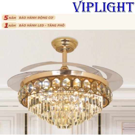 QUẠT TRẦN ĐÈN PHA LÊ CÁNH GẬP (CÁNH XẾP, MỞ) TRANG TRÍ 6139