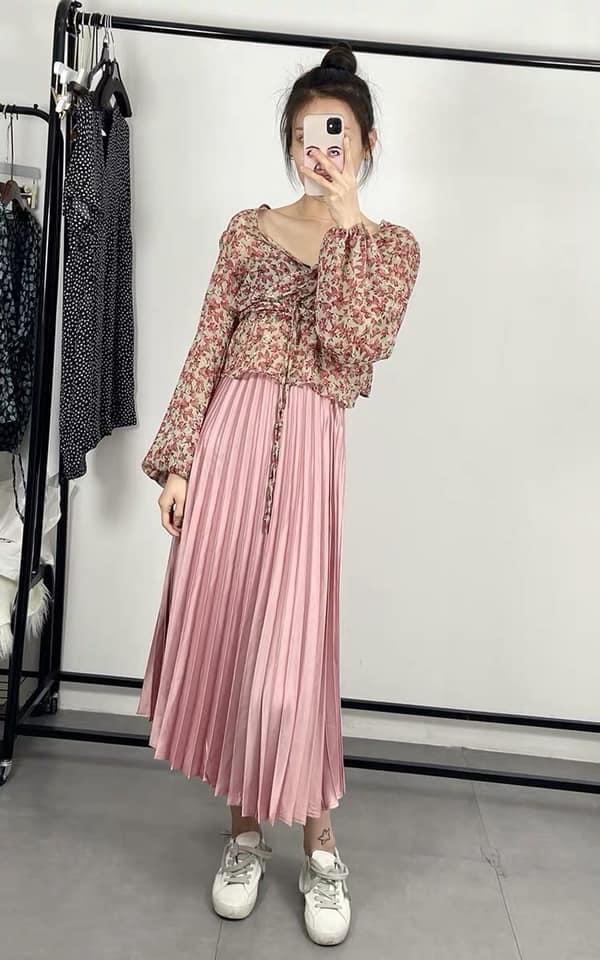 Váy hai dây dáng dài chun ngực  eo Zara Auth New Tag có sẵn