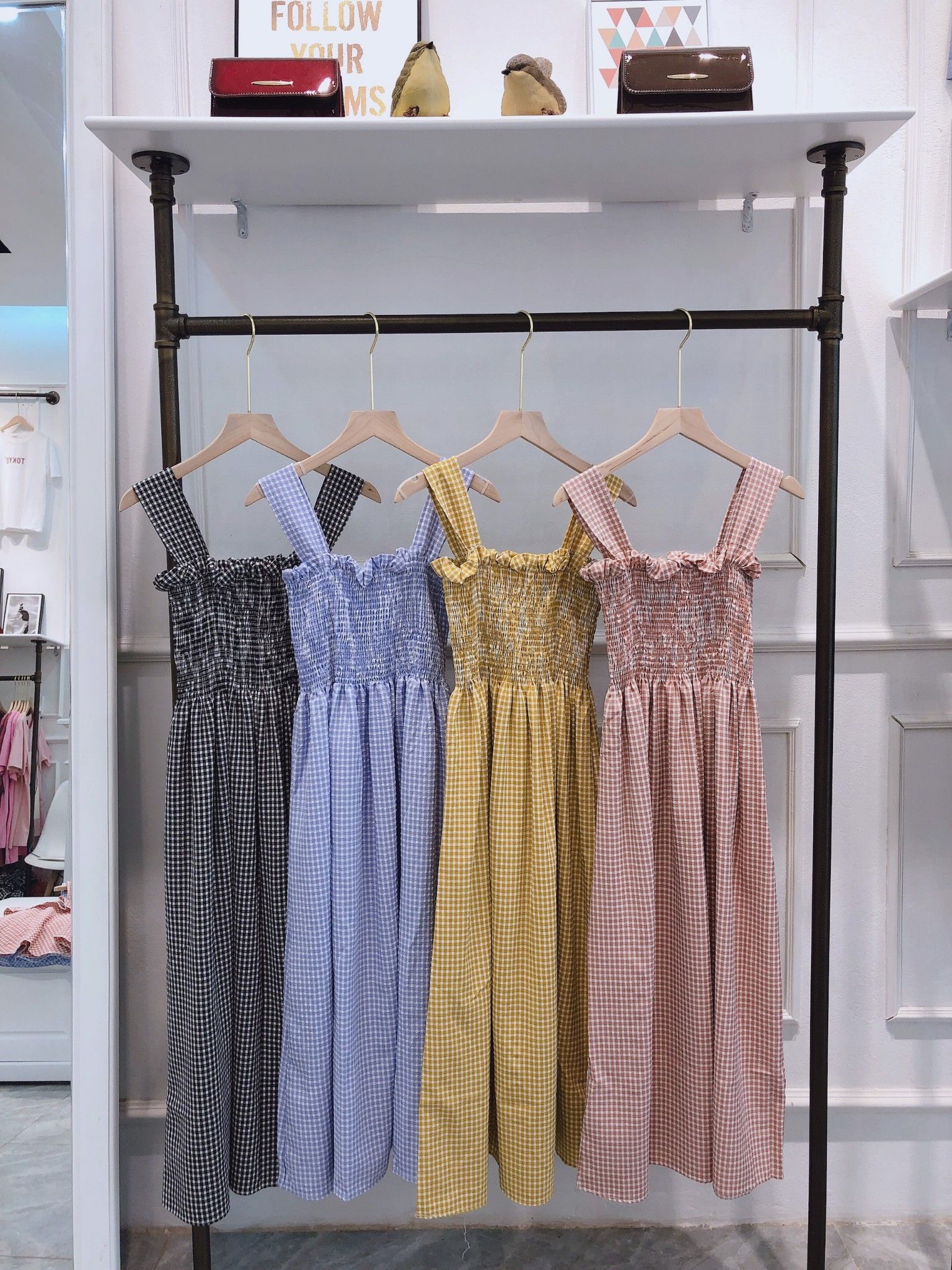 Váy 2s maxi kẻ caro nư HH