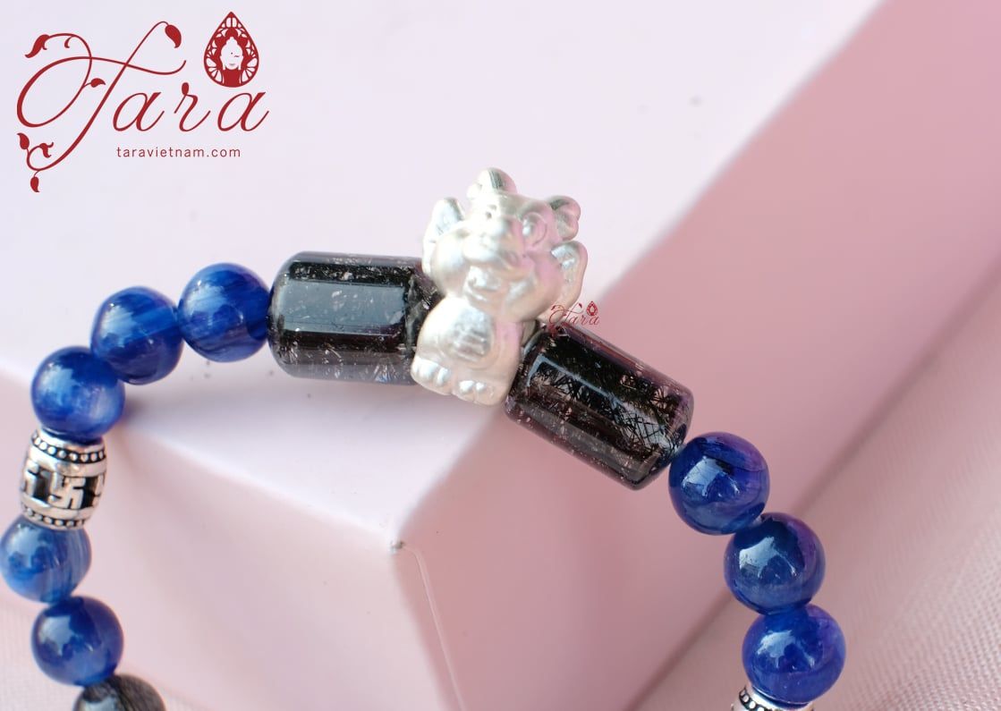  Vòng Kyanite và Charm bạc Con giáp hộ mệnh bình an 