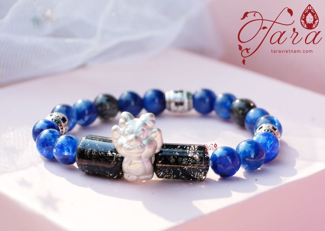  Vòng Kyanite và Charm bạc Con giáp hộ mệnh bình an 