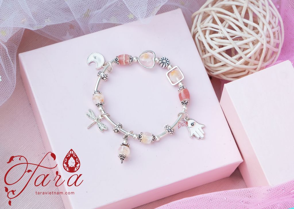  Vòng tay Rhodochrosite ngọt ngào và Ưu Linh Hoa Nâu diệu kỳ 