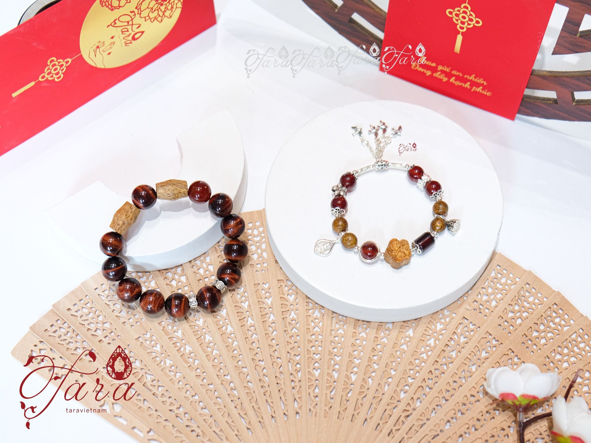  Vòng Nam Trầm Hương, Mắt Hổ Nâu Đỏ 