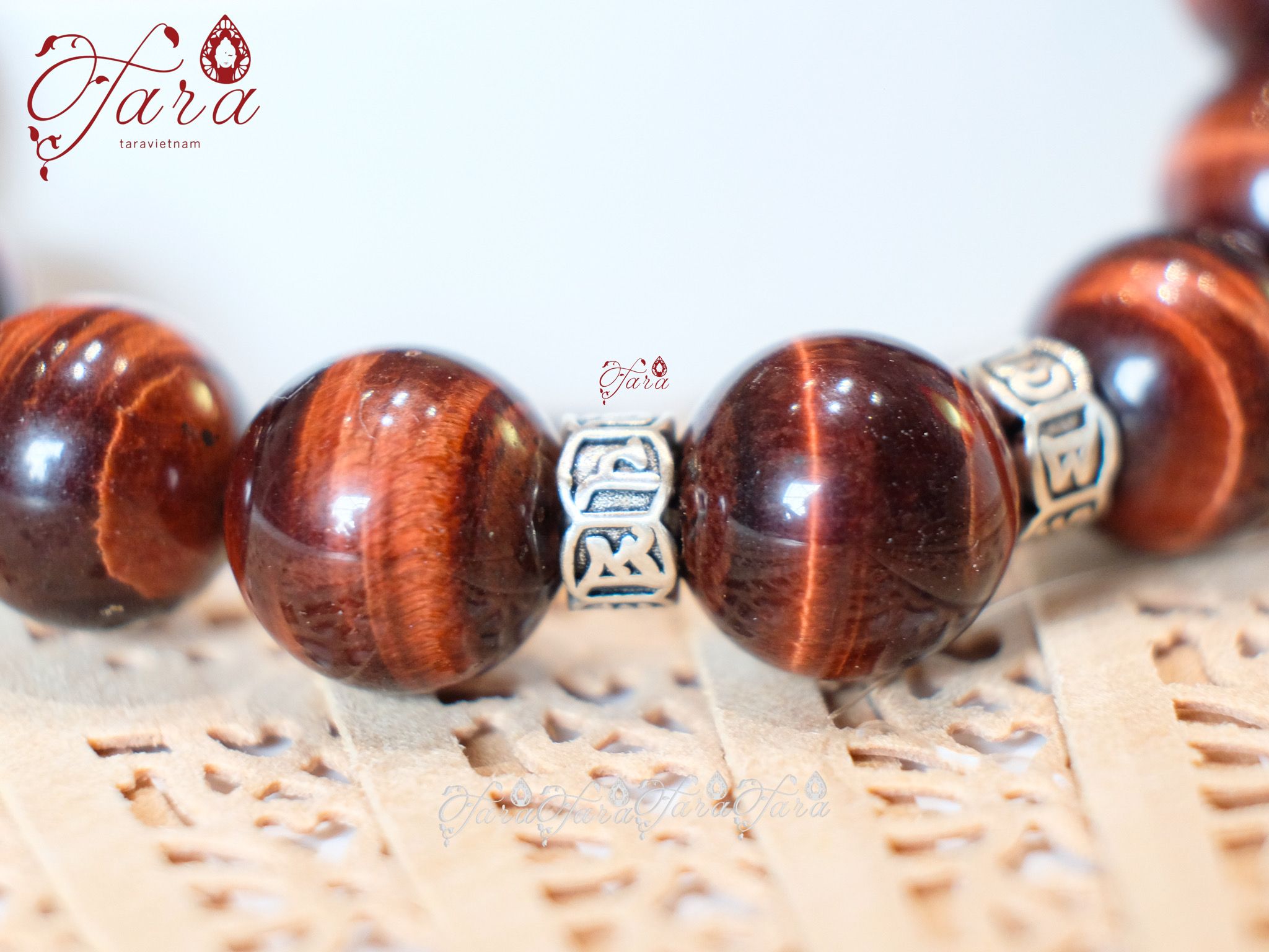  Vòng Nam Trầm Hương, Mắt Hổ Nâu Đỏ 