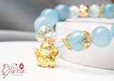  Vòng đá Aquamarine mix Topaz nhiệm màu và charm vàng sang trọng 