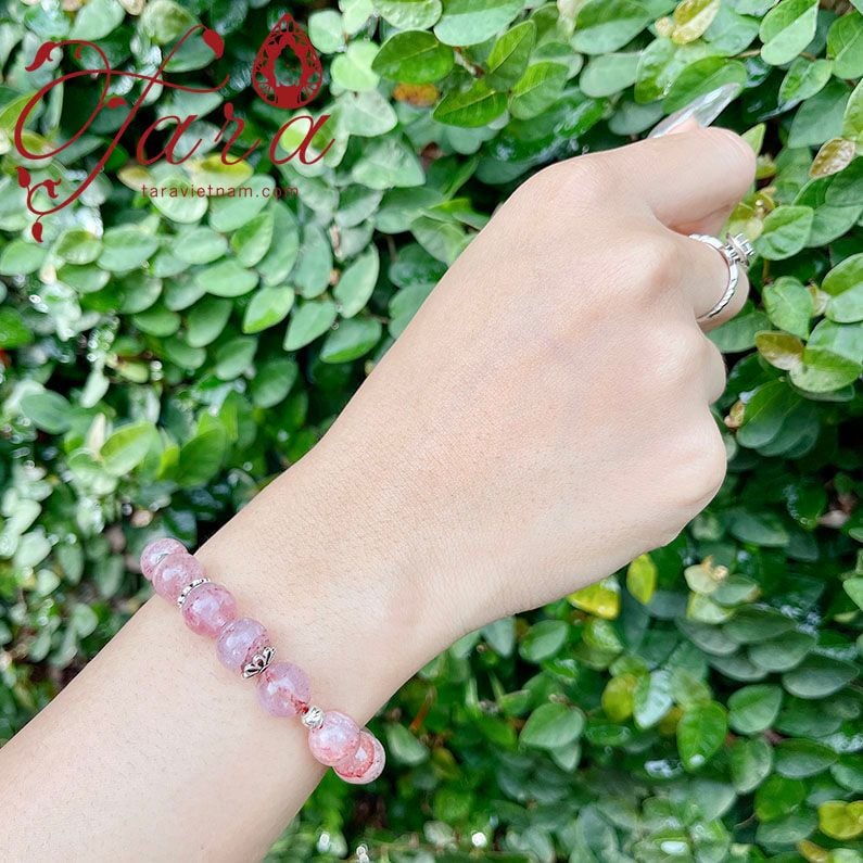  Vòng Tay Thạch Anh Dâu Hồng Ưu Đãi 