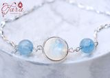  Lắc bạc đá Moonstone diệu kỳ mix Aquamarine mát lành 