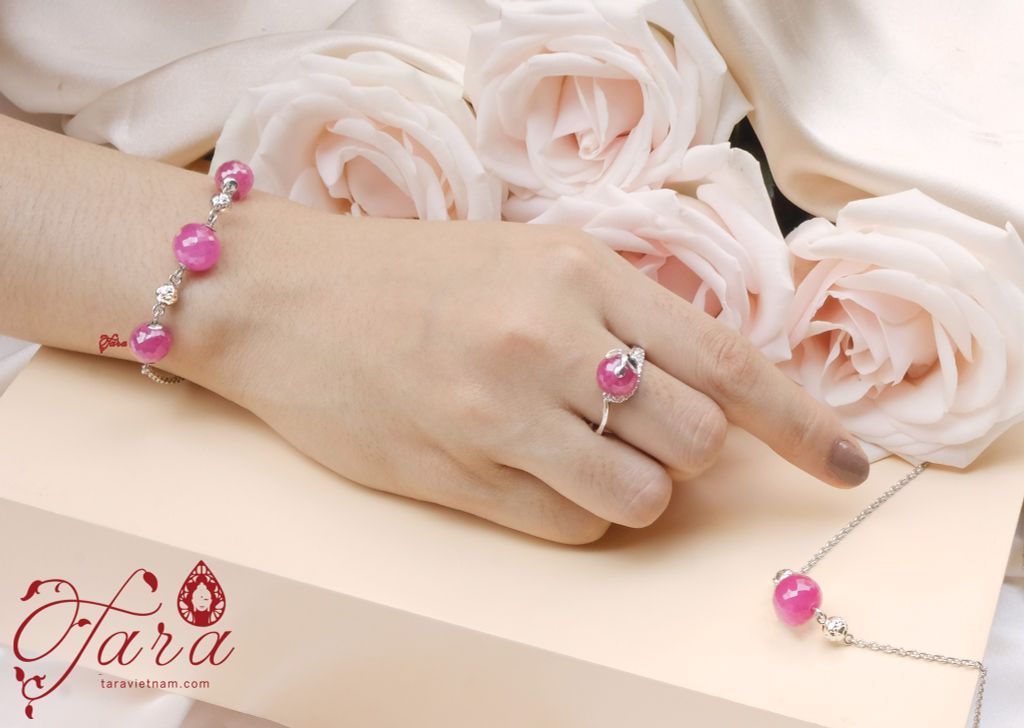  Bộ trang sức Ruby bọc Vàng Trắng 610 cao cấp, sang trọng, quý phái 