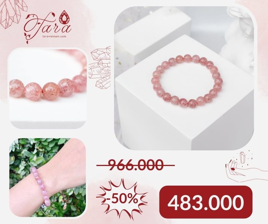  Vòng Thạch Anh Dâu Hồng Ưu Đãi 