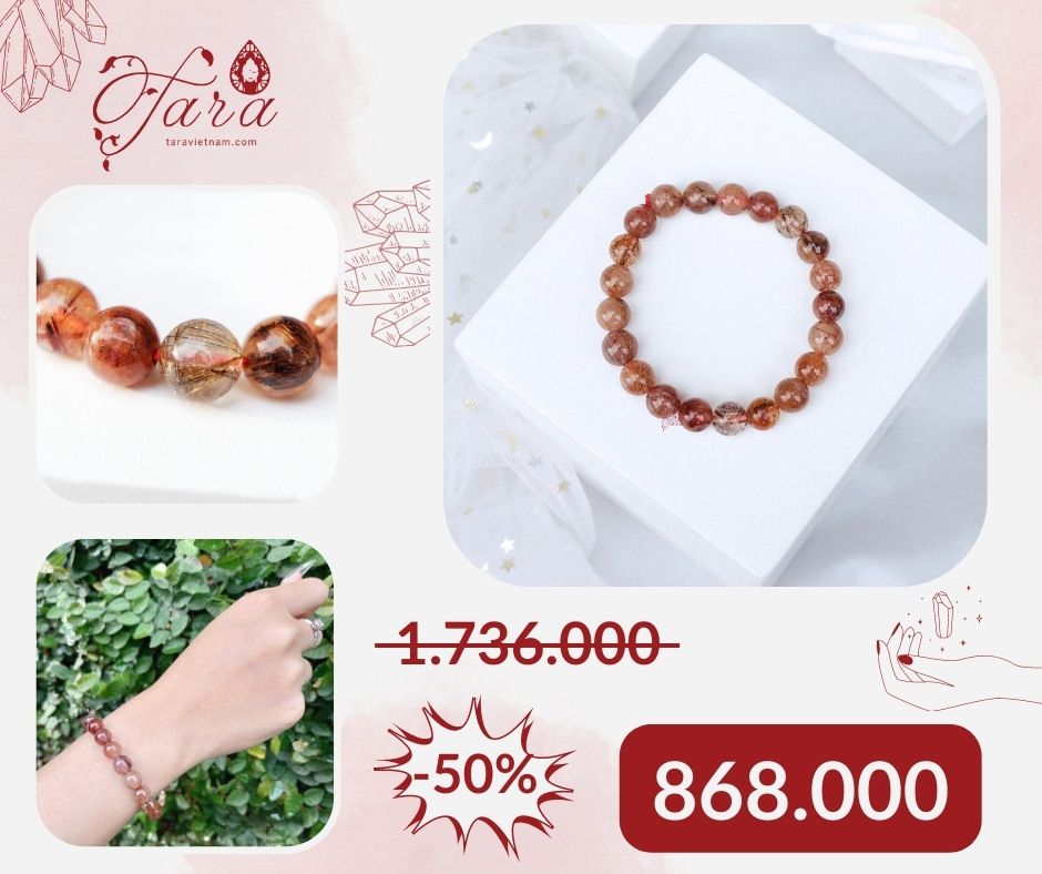  Vòng Thạch Anh Tóc Nâu Đỏ Ưu Đãi 