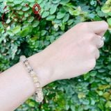  Vòng Thạch Anh Tóc Vàng Charm Khắc Cỏ Bốn Lá Ưu Đãi 