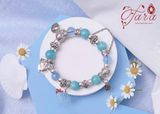  Vòng tay đá Amazonite mix đá Topaz trong trẻo và Charm bạc 925 