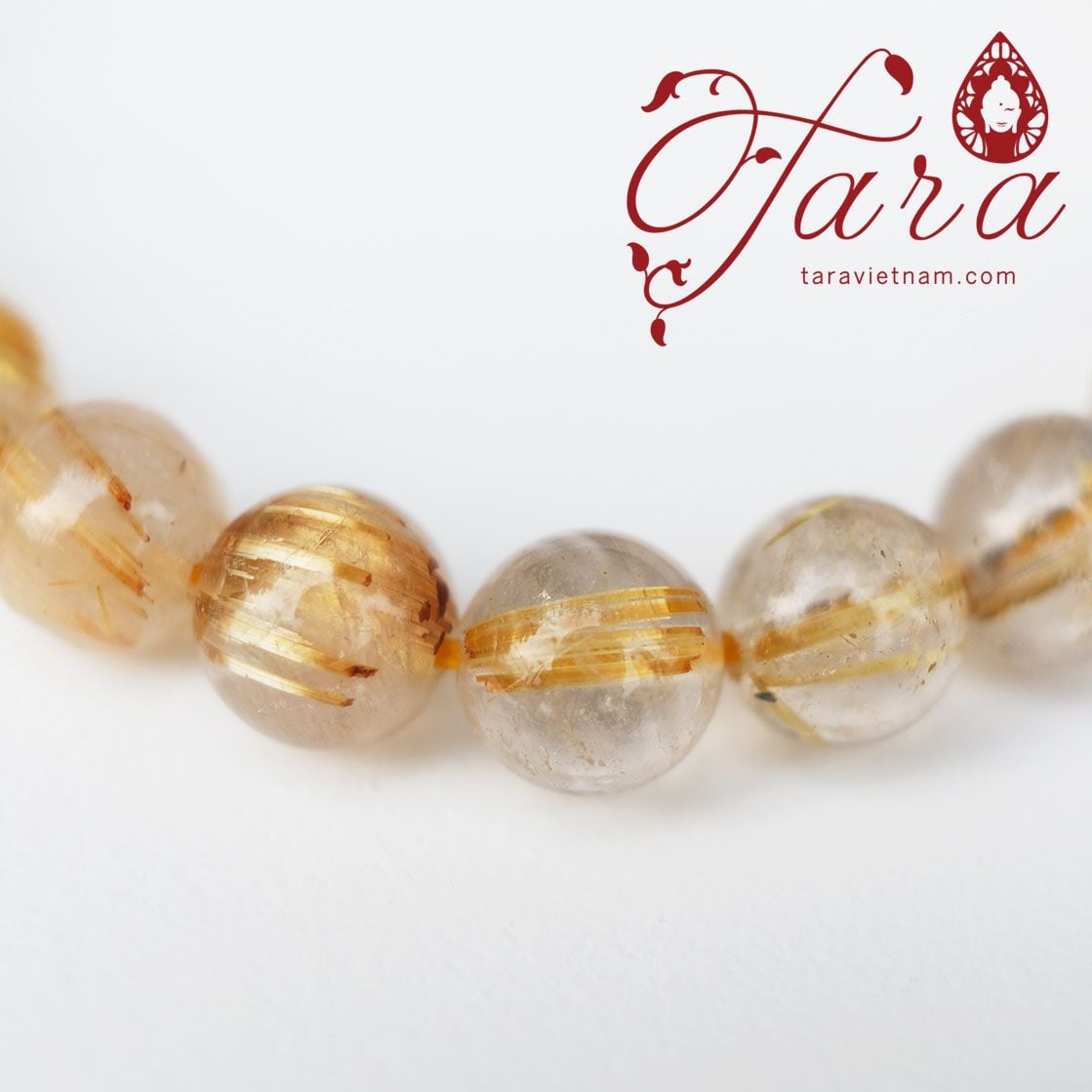  Vòng Thạch Anh Tóc Vàng Charm Khắc Cỏ Bốn Lá Ưu Đãi 