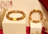  Vòng đôi Trầm Hương mix Charm Vàng 24K 