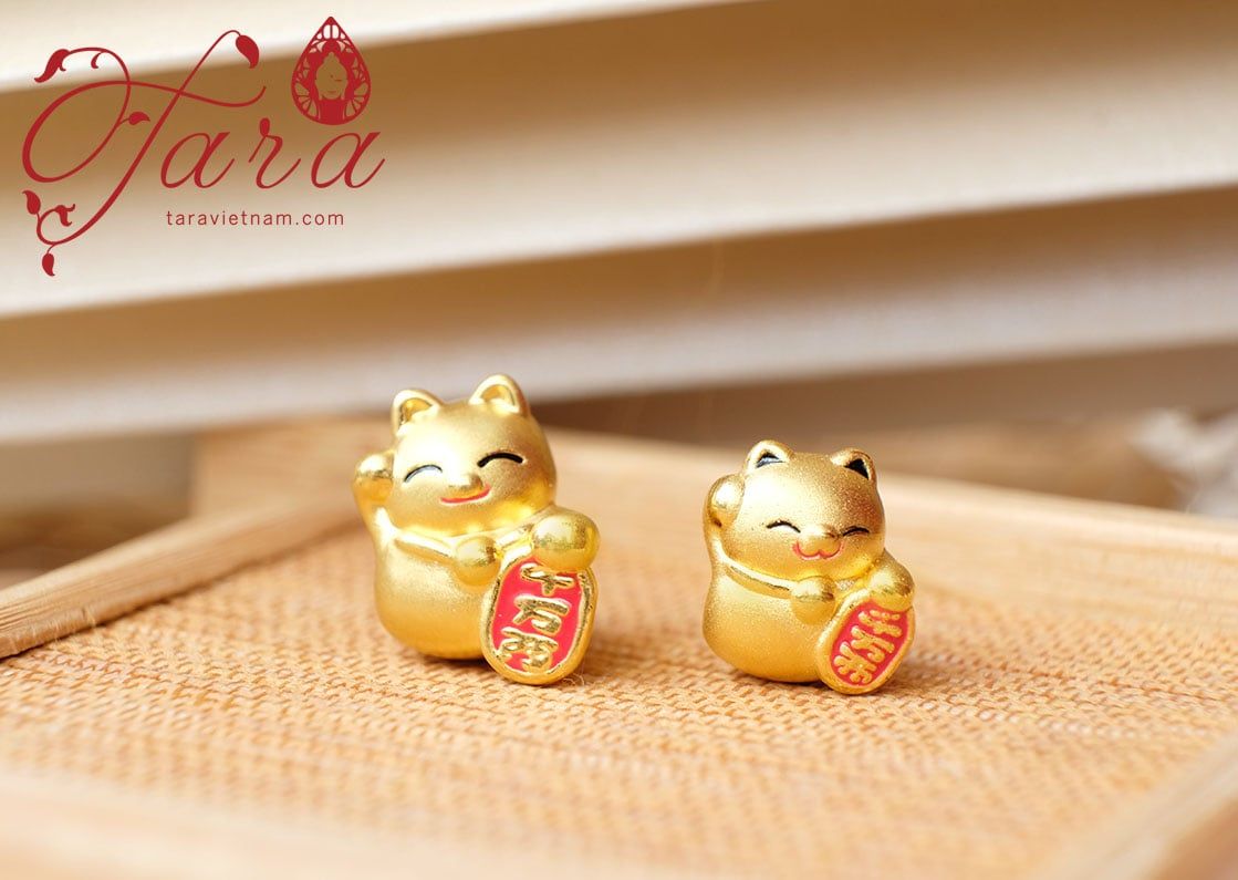  Charm Mèo Thần Tài Vàng 24k 