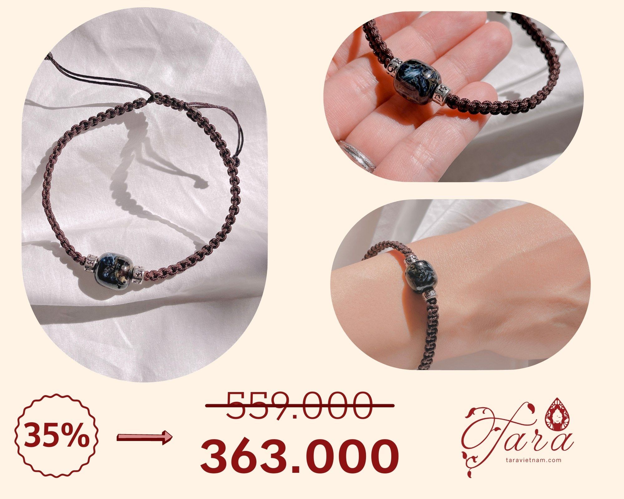  Vòng Đá Mắt Bão Thắt Dây Vải Ưu Đãi 