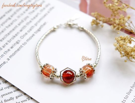  Vòng Thạch Anh Tóc Đỏ mix Garnet 