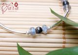  Kiềng Labradorite mix Thạch anh tóc đen và Charm bạc cao cấp 