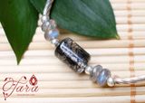  Lắc Labradorite mix Lu thống Thạch anh tóc đen và Charm bạc may mắn 