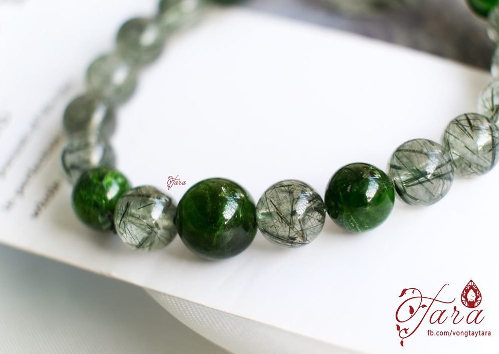  Vòng tay Diopside và Thạch Anh Tóc Xanh 