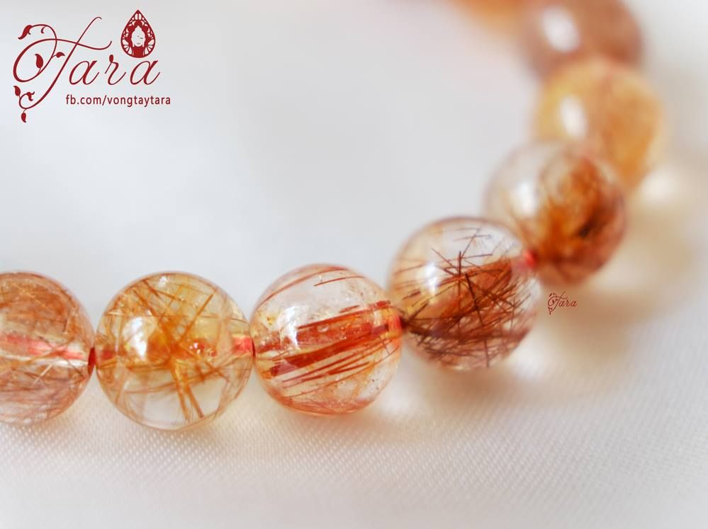  Garnet mix Thạch Anh Tóc Đỏ và charm bạc 