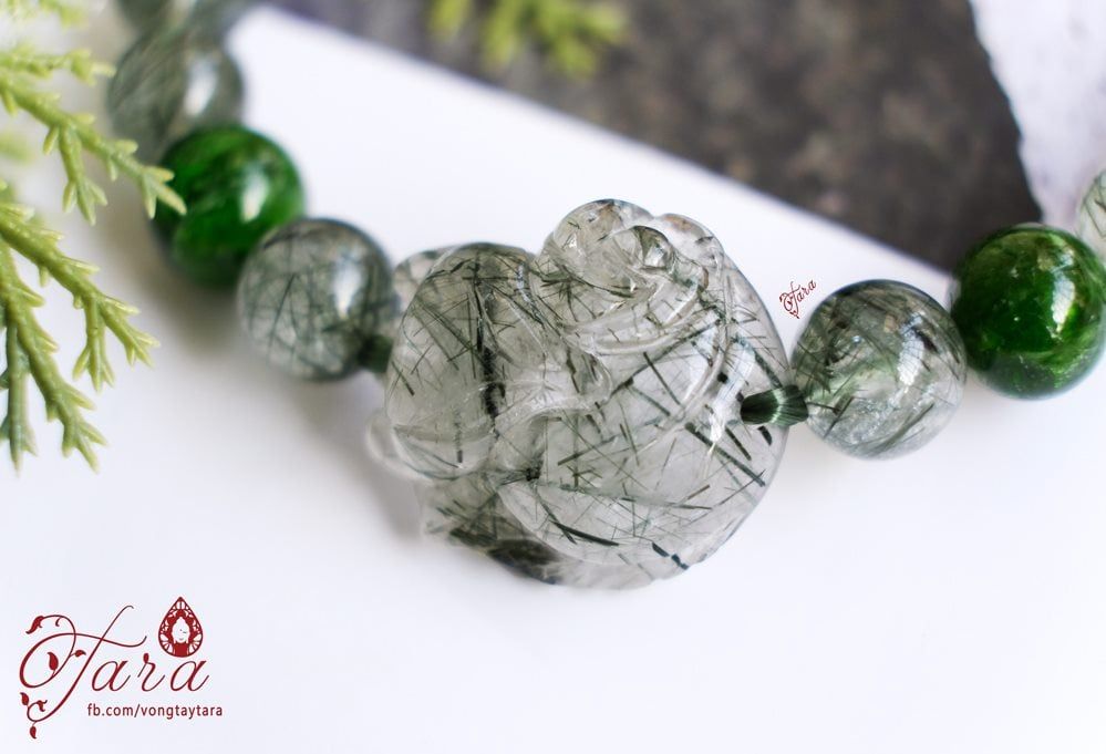  Vòng tay Diopside và Thạch Anh Tóc Xanh 