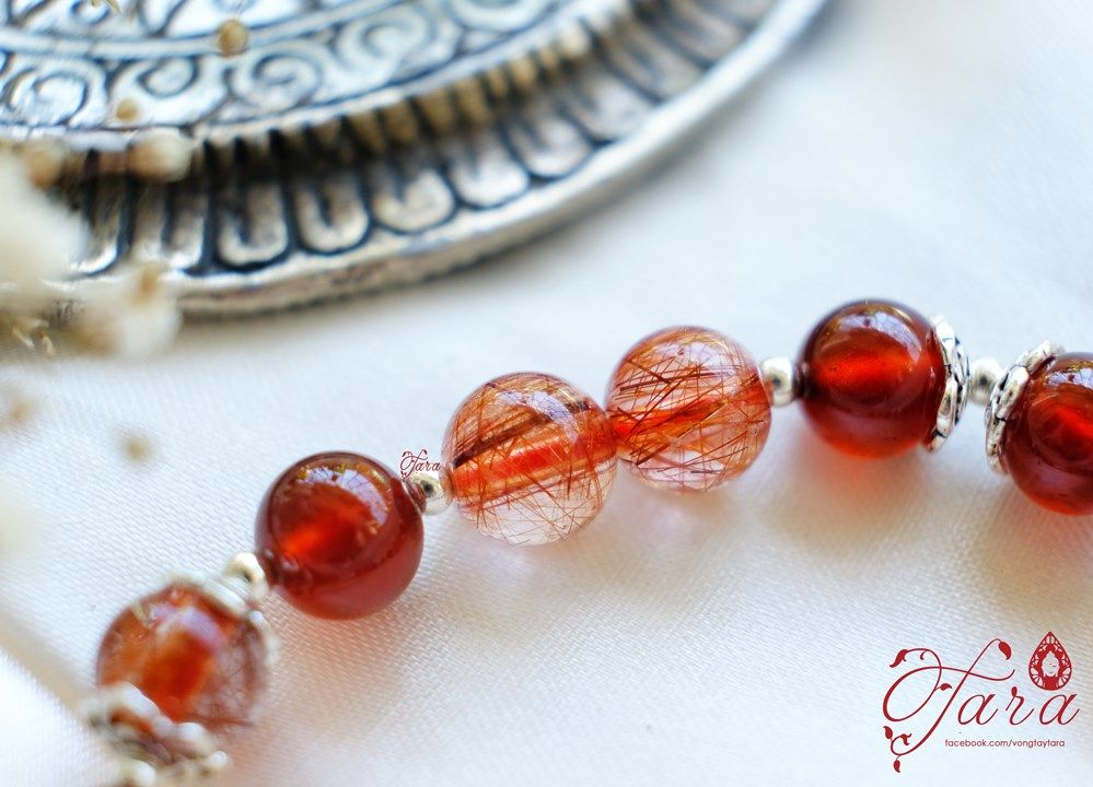  Vòng tay Thạch Anh Tóc Đỏ và Garnet cao cấp 