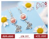  Bông tai Bạc đá Đào hoa duyên dáng 