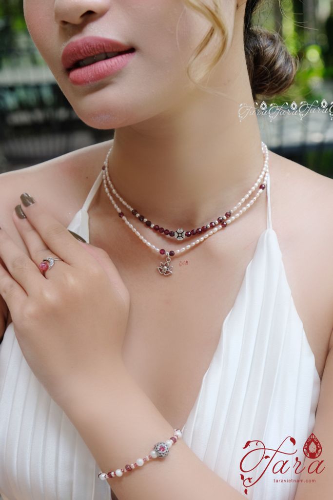  Dây chuyền Ngọc Trai và Garnet 
