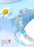  Vòng đôi đá Amazonite mix Aquamarine và Charm bạc Thái cao cấp 