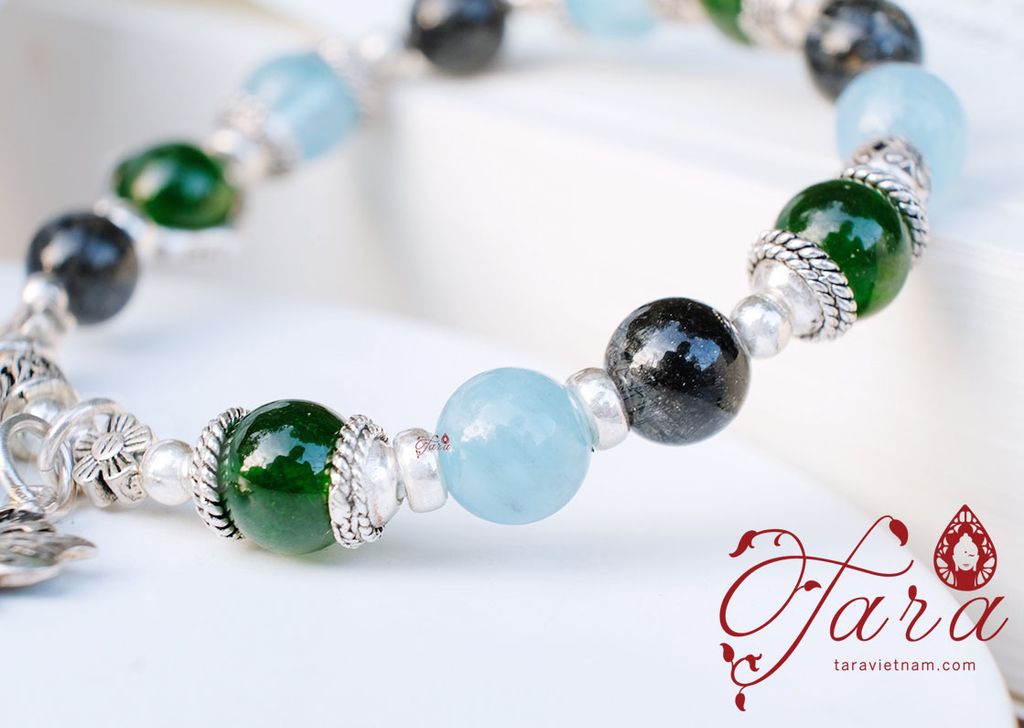  Vòng đá Aquamarine, Diopside và Tóc Đen 