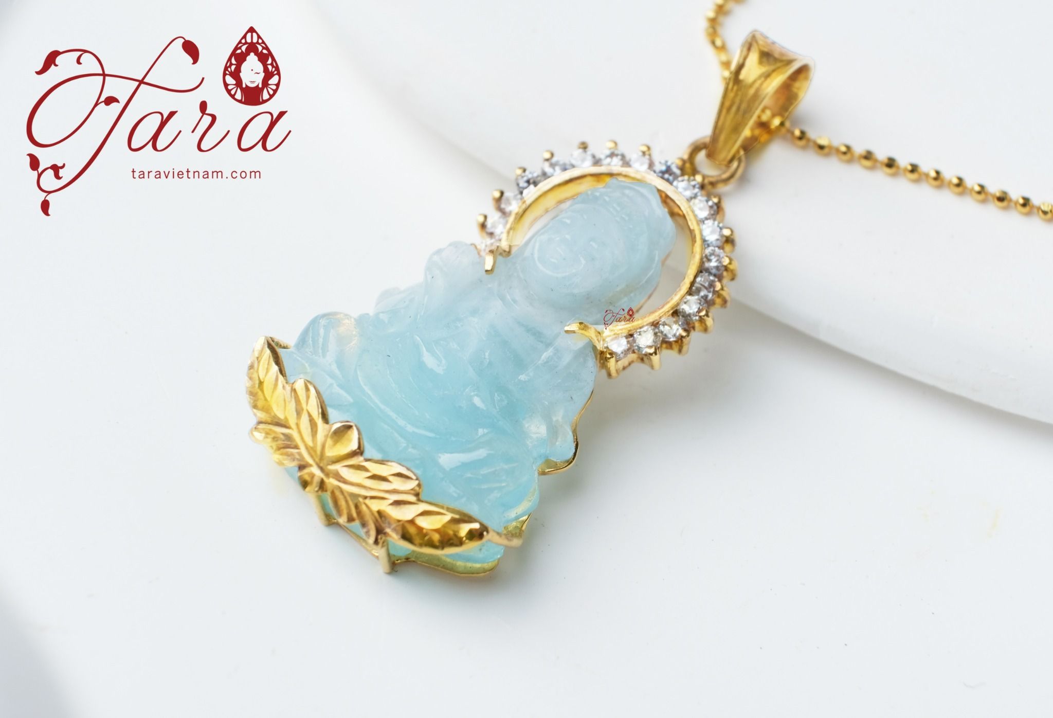  Mặt Dây Chuyền Quan Âm Aquamarine 
