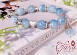  Vòng tay đá Aquamarine kết hợp charm bạc xinh yêu 