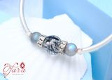  Kiềng bạc mix Labradorite và Thạch anh tóc đen cùng Charm Bạc bình an cho bé 