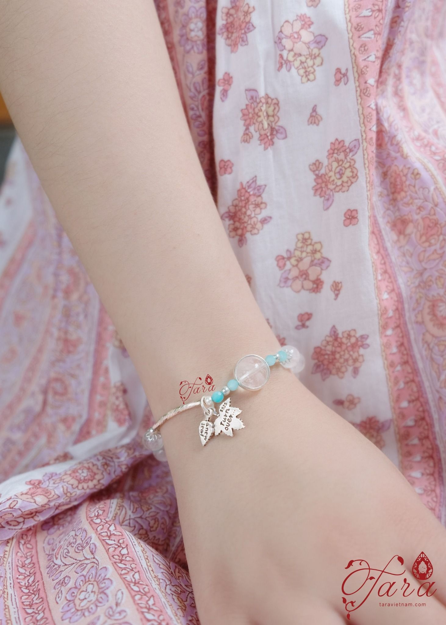  Vòng đá Ưu Linh Trắng và Amazonite 