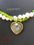  Dây Chuyền Diopside và Ngọc Trai mix Charm Hắc Nguyệt Quang 