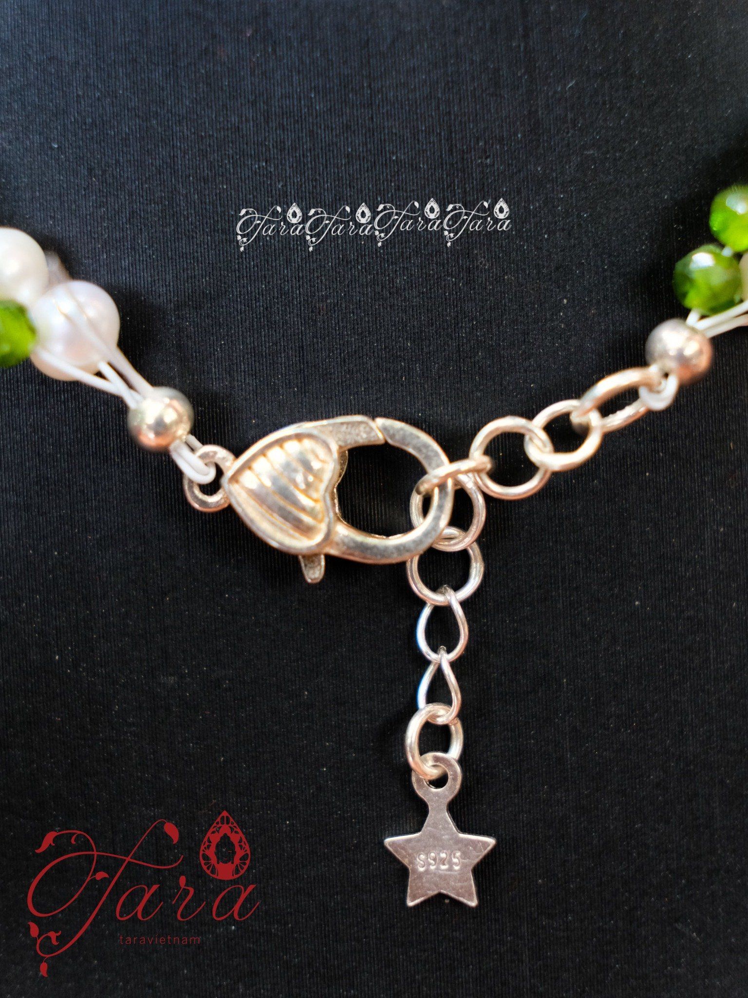  Dây Chuyền Diopside và Ngọc Trai mix Charm Hắc Nguyệt Quang 