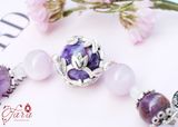  Vòng tay đá Kunzite mix Charoite và Bạc 925 cao cấp 