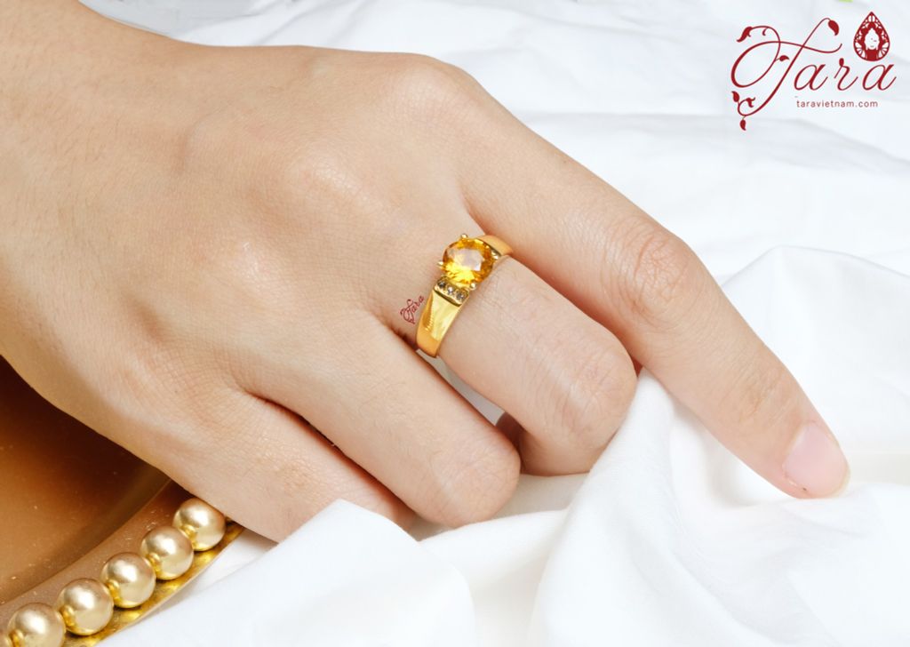  Nhẫn Citrine bọc Vàng 10k sang trọng 