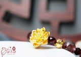  Charm vàng 24k tài lộc mix Thạch anh tóc đỏ và Garnet 