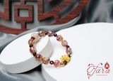  Charm vàng 24k tài lộc mix Thạch anh tóc đỏ và Garnet 