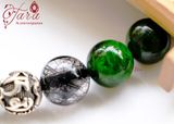  Vòng Nam Diopsite mix Charm Bạc Lục Tự Minh Chú 